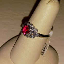 Beautiful Platinum Ruby Diamond Estate Ring
