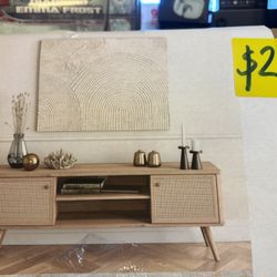 Tv Stand KD 59.5 Rattan Natural Oak