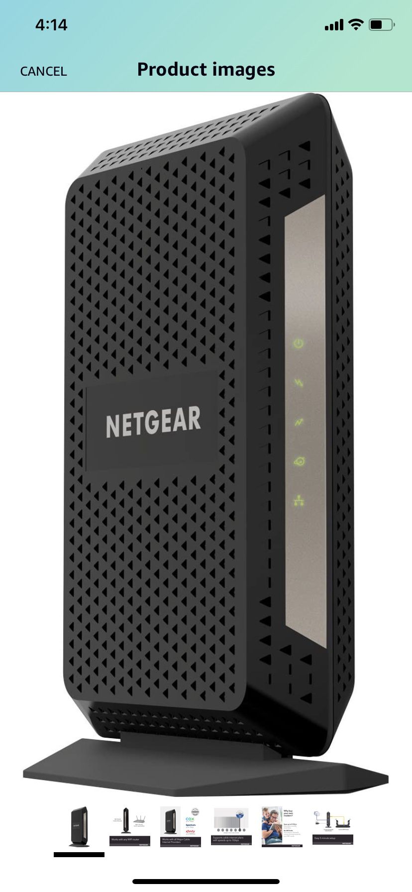 NETGEAR Cable Modem CM1000 - Compatible with All Cable Providers Including Xfinity by Comcast, Spectrum, Cox | for Cable Plans Up to 1 Gigabit | DOCSI