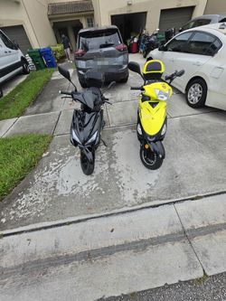 Two Gas Scooters – Black and Yellow