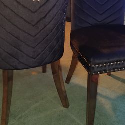 2 Velvet Dining Chairs w/ Gold Plating