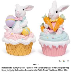 Hodao Easter Bunny Cupcake Figurines Carrots & Eggs Set of 2