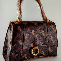 Brown Monogram Purse- Vegan Faux Leather 