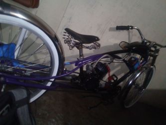 Motorized  stretch Purple Lowrider Cruiser Bicycle
