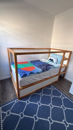 IKEA KURA Reversible Kidsy Loft Bed – Twin – White/Pine – Low or High Setup