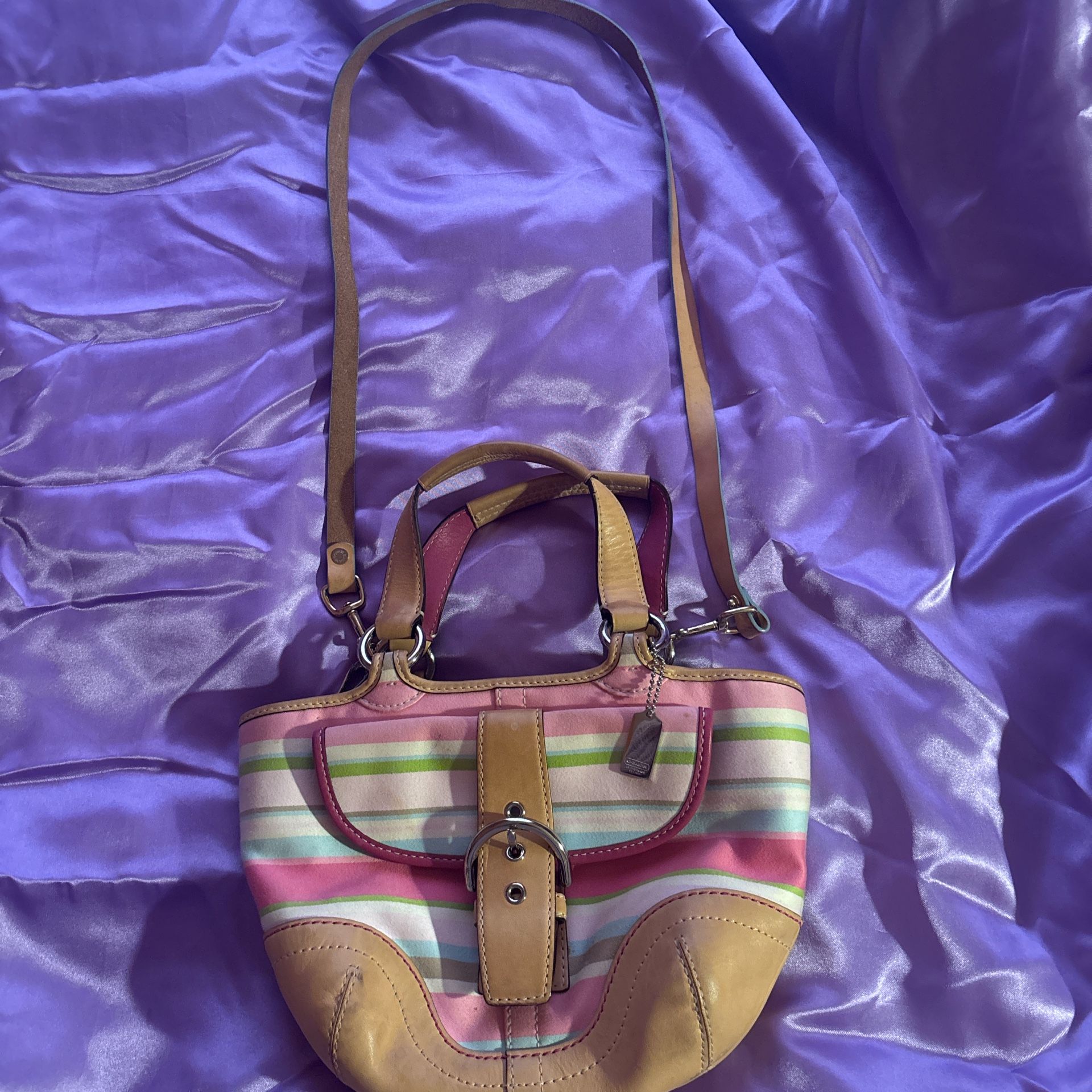 Vintage Y2K Coach Hampton multicolored striped bag colorful (SHIPPING ONLY)