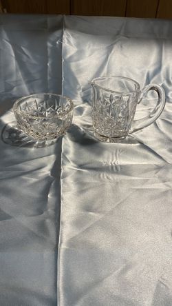 Crystal Sugar Bowl And Creamer