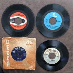 4 Vinyl 45 Records-Shirelles-Bobby Sherman Little Woman-Carl Graves-Tommy Steele