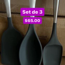  Especial Solo $65.00 Set De  3 Asesorios Para Cosinar  De Silicon Y Acero Inoxidable Princess House 