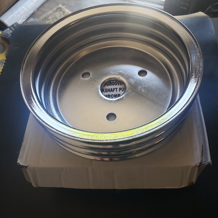 BRAND NEW OLISHED CHROME CRANKSHAFT PULLEY