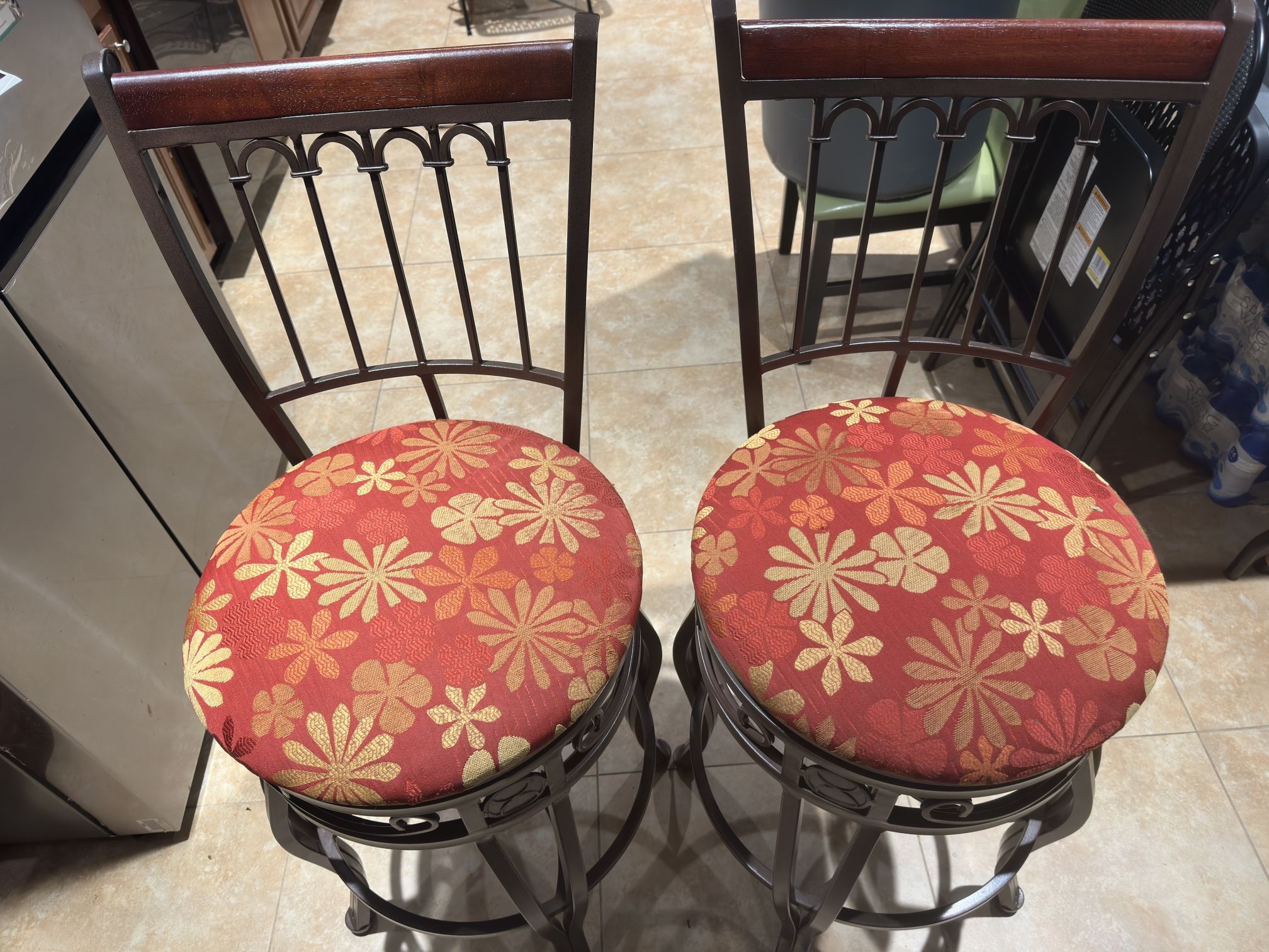 Two Swivel Bar Top Chairs 