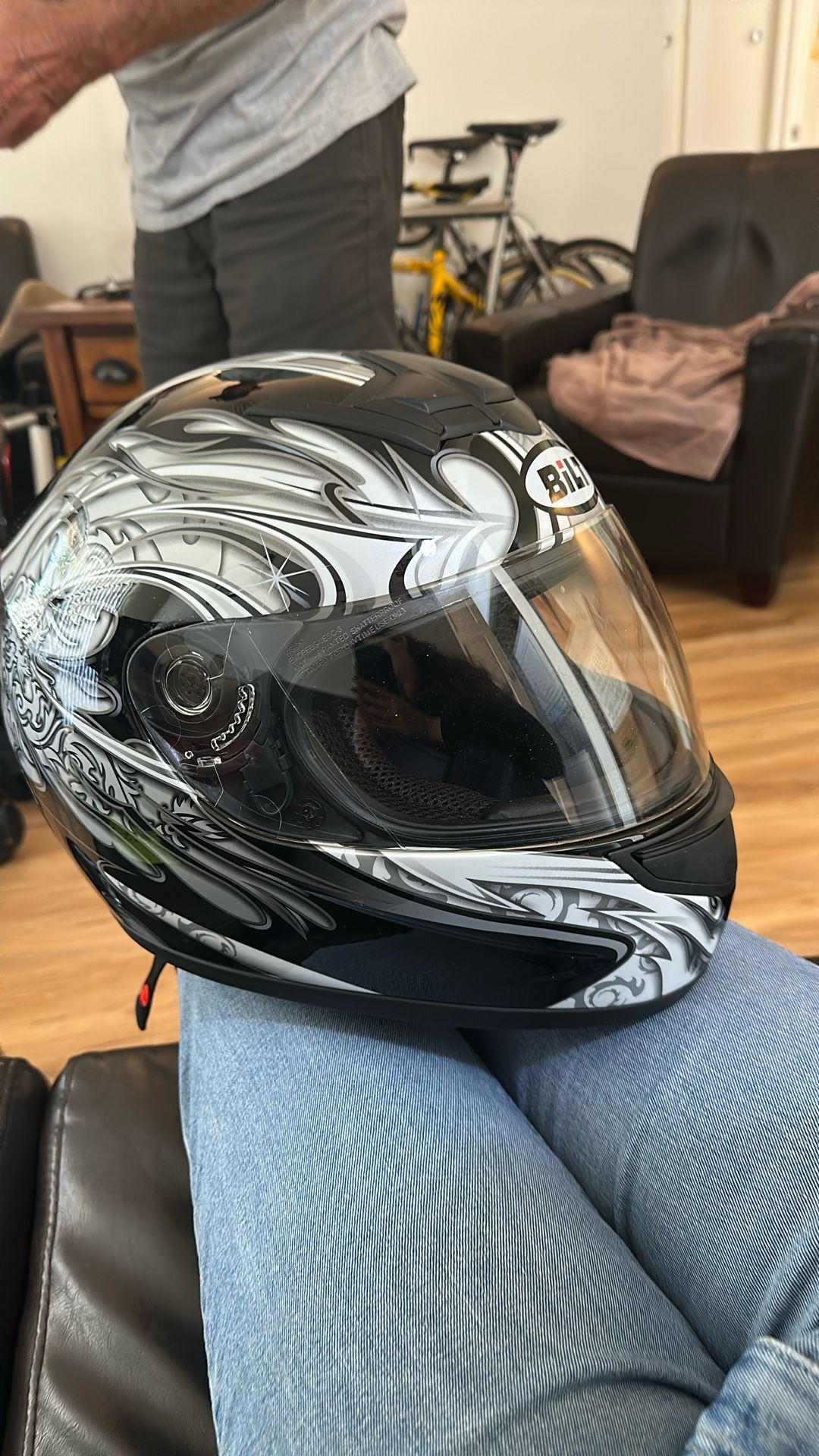 Bilt Black And White Motorcycle Helmet