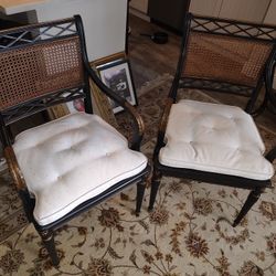 Pair Of Black and Gold Vane Seat Chairs