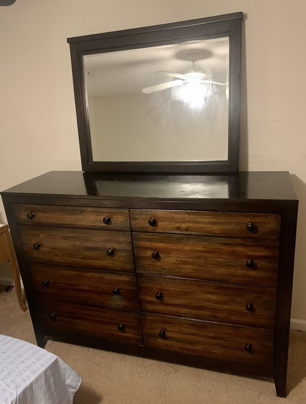 LOW PRICED - Chested Drawer Furniture Plus Large Mirror (*Priced To Sell)