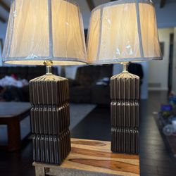 Signature Design by Ashley Ranissa Ceramic Table Lamps in a Dark Brown Finish