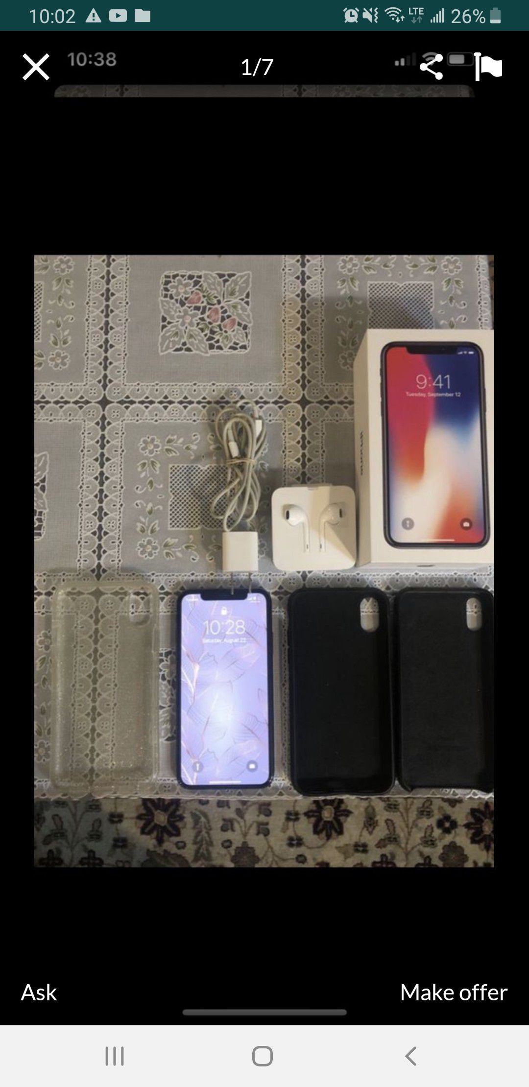 iPhone X Unlocked with Free Fitbit Charge 3 plus cases!