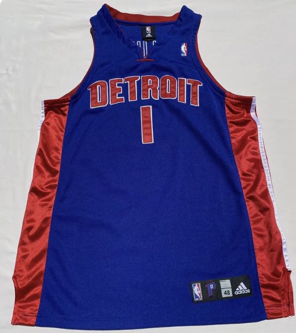 Chauncey Billups stitched Reebok Detroit Pistons #1 NBA Men's 48 XL jersey mint condition 