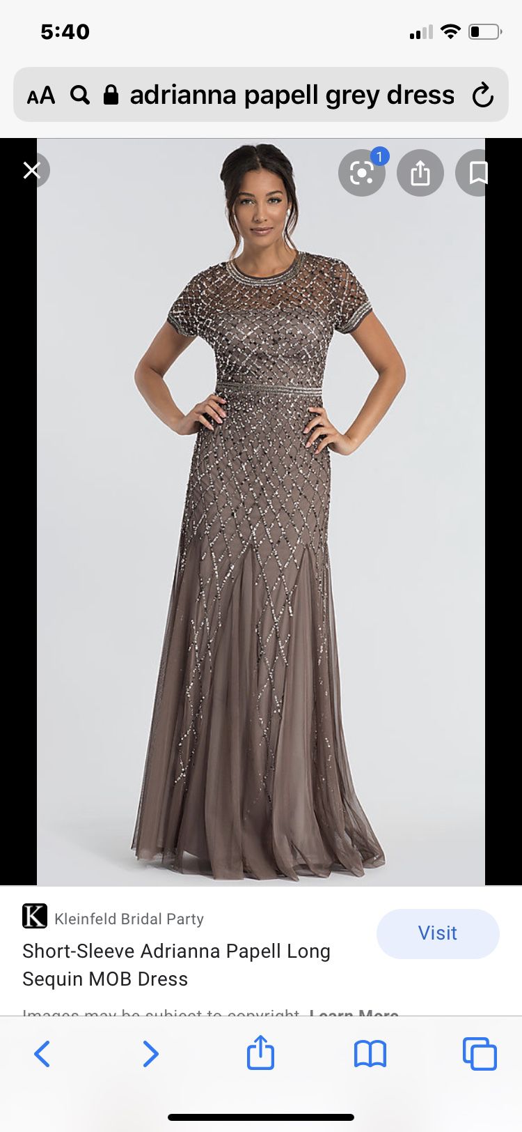 Adrianna paperless dress lead color gray brown sequin wedding
