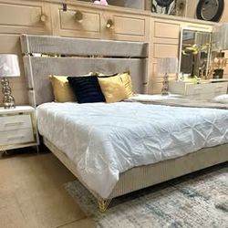 New New New!!! 4 pc Upholstered E-King Bedroom Set!!!