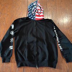 A Bathing Ape BAPE NYC Liberty Zip Up Hoodie sz XXL (Fits like XL)