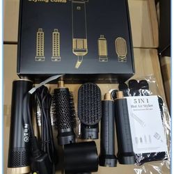 Blow Dryer Brush 5 in 1, Multi Ionic Hair Dryer Brush Set, Air Auto Wrap Hair Styler with 3 Temperature, Powerful Hair Styling Tools Set for Fast Dryi