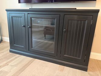 Farmhouse Slightly Distressed Black Entertainment Console