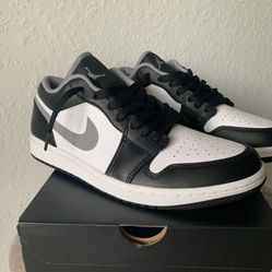 New Jordan 1 Low Black White Grey Size 9.5