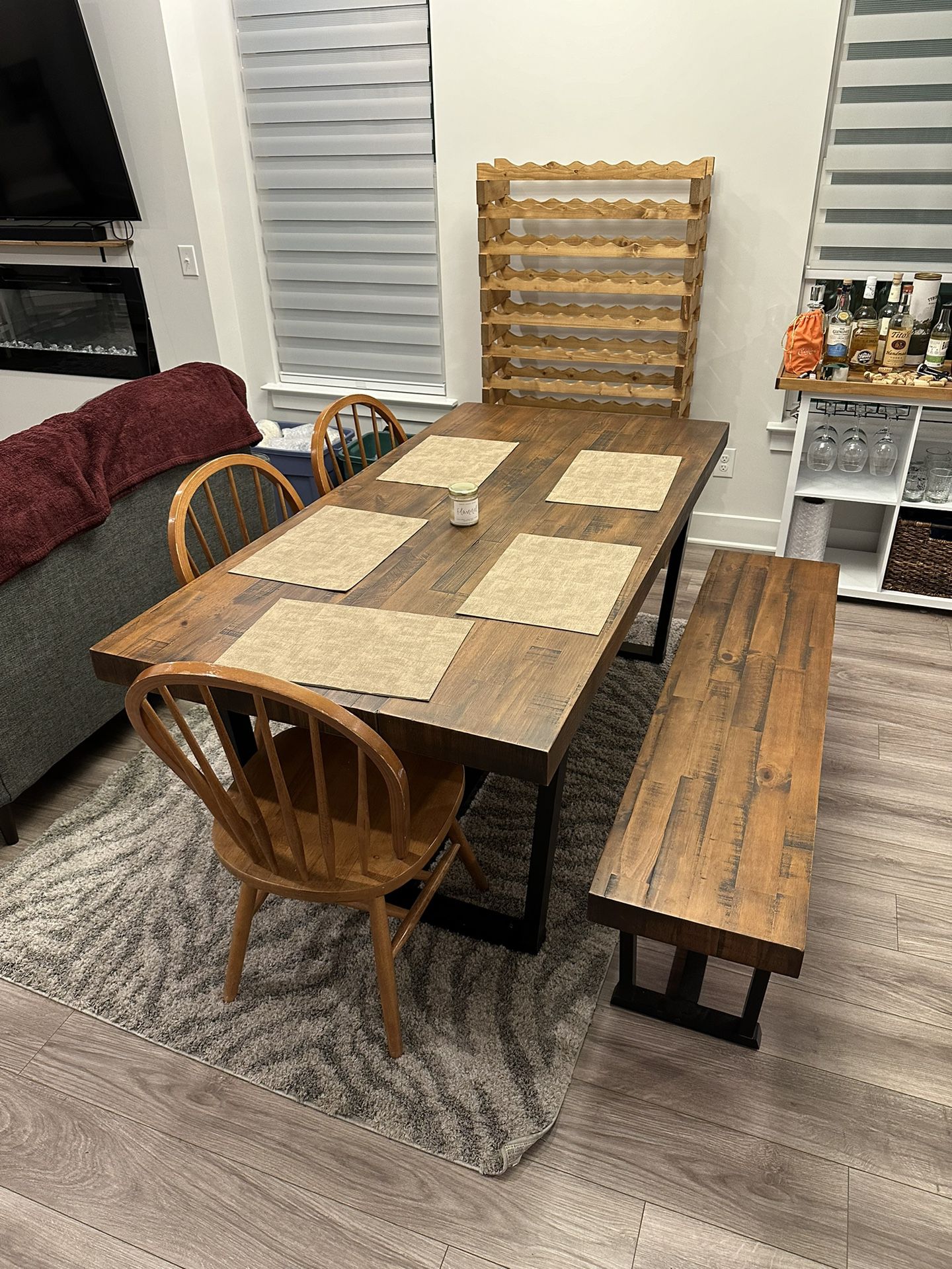 Dining Table with Chairs and Bench