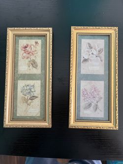 Beautiful 2x Cheri Blum Flower Art Frames 1x5x11