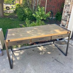 Whistler 64" Large Writing Desk With 3 Drawers, industrial style