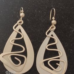 Vtg.Stering Silver & Pewter Contempary Earrings 