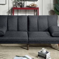 Brand New 71" x 43" Black Or Gray Linen Sofa Futon