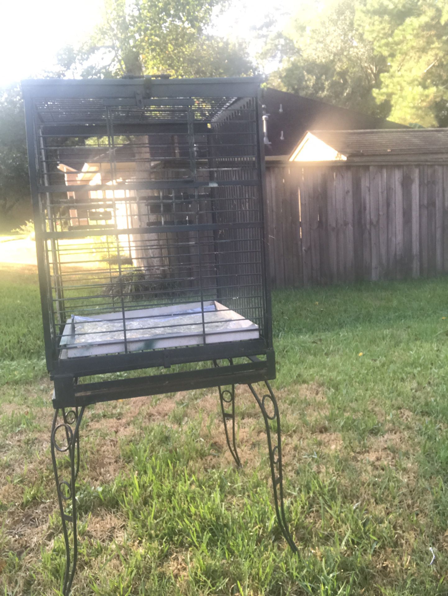 Parrot bird cage w stand.