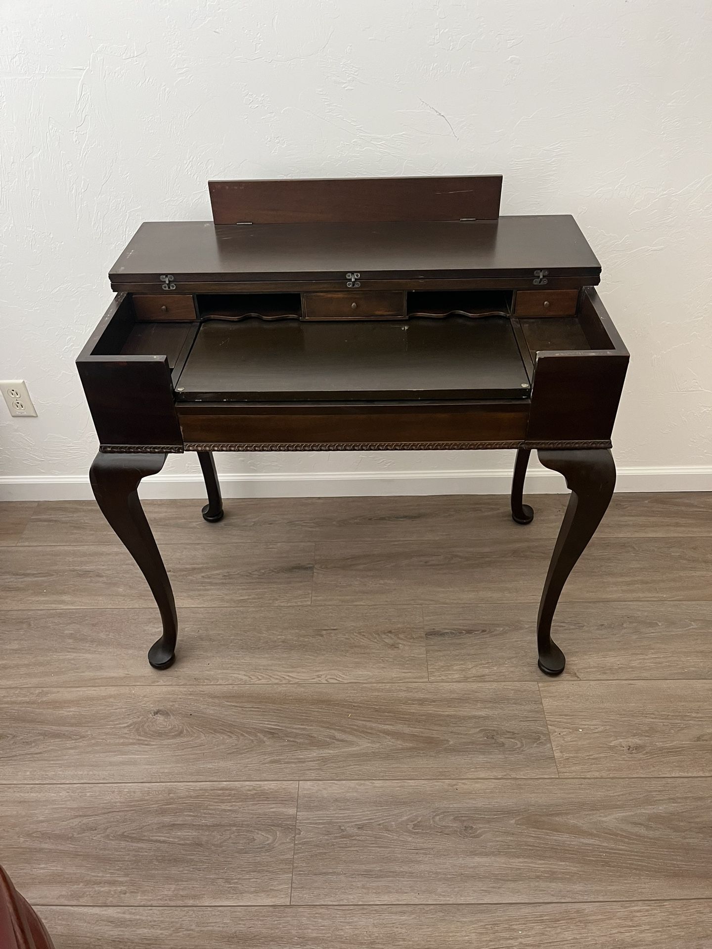Antique Mahogany Petite Spinet Writing Desk C.1900