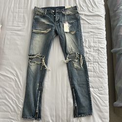 Denim Ankle Zip Ripped Skinny Fit Jeans New Size 33 Only tried on