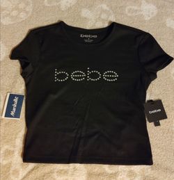 Black bebe crop top size Small
