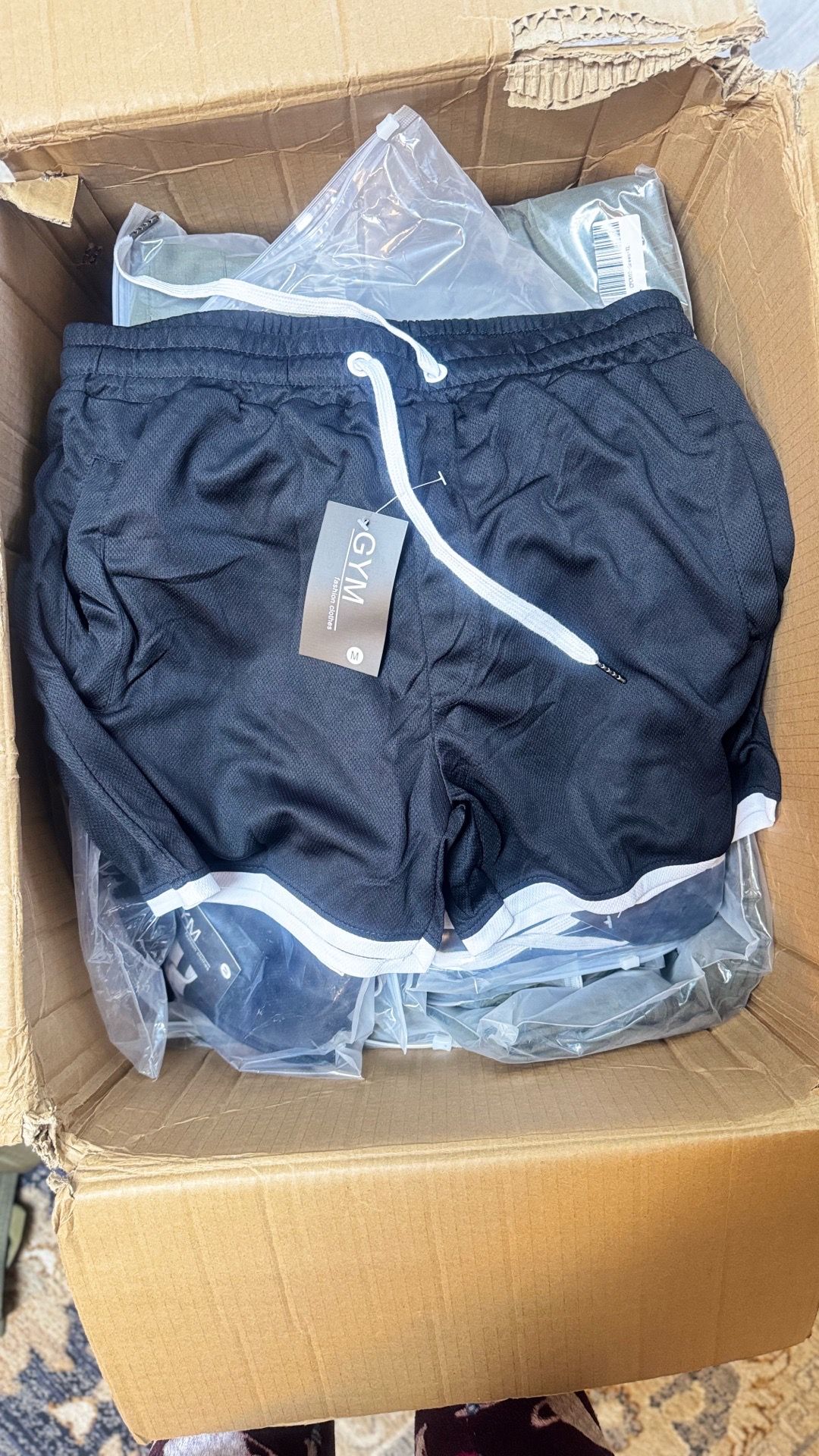 Box of Brand New Men’s Athletic Shorts – Bulk Lot