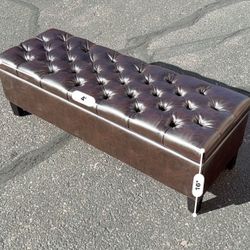 Brown Faux Leather Ottoman 