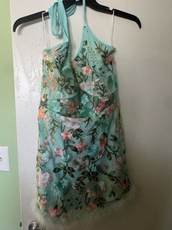 Floral Embroidered Halter Mini Dress