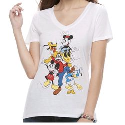 Disney's Mickey's Fab Five Characters Juniors Graphic Tee Sz M NWT