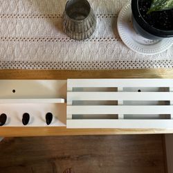 Floating Shelf, Mail Organizer, and Key hooks 