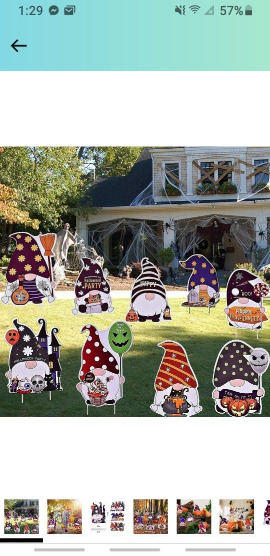 9Pcs Halloween Yard Sign Stakes Waterproof Signs Gnome Pumpkin Ghost Corrugate Trick or Treat Yard Signs with Stakes , Garden Gnomes Decorations Signs