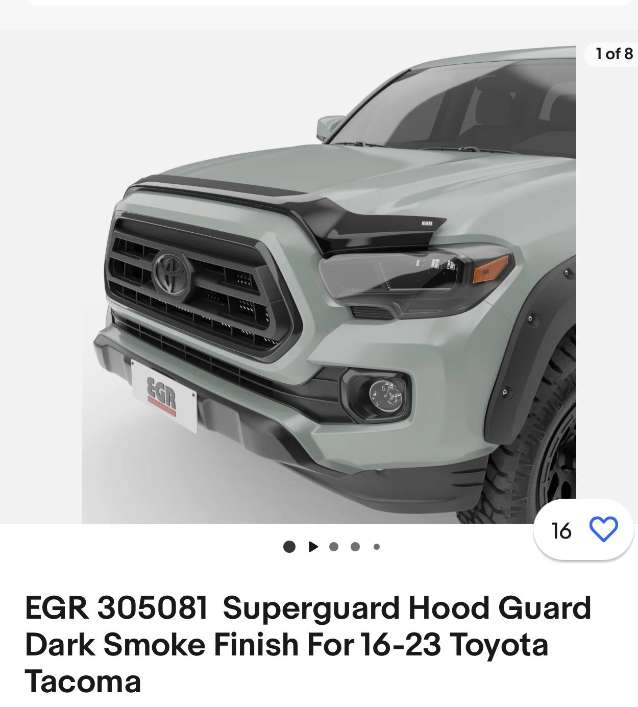 EGR 305081  Superguard Hood Guard Dark Smoke Finish For 16-23 Toyota Tacoma