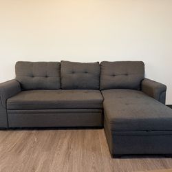 L-Shape sleeper sofa with storage, grey
