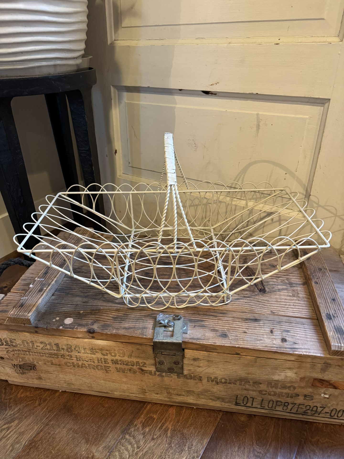 Vintage Vinyl Coated Metal Carrying Basket.