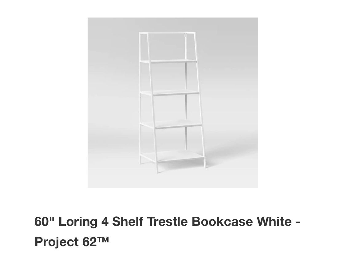 60" Loring 4 Shelf Trestle Bookcase White - Project 62TM