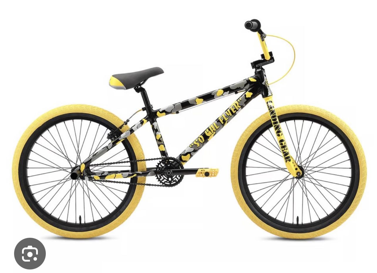 SE Racing SO Cal Flyer 24" BMX Bike, Yellow Camo, w Kickstand