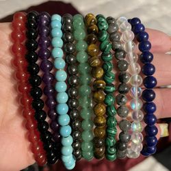 Assorted Stone Bracelets 6mm