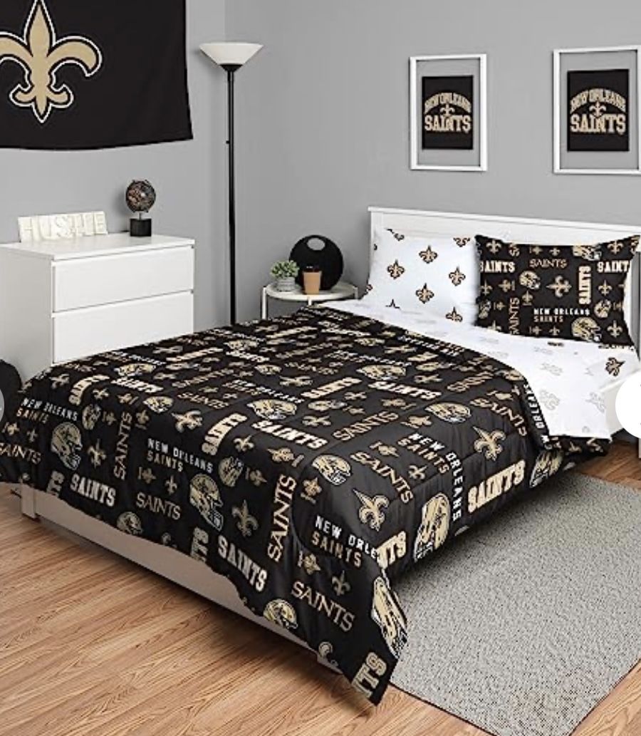 New Orleans Saints Comforter Bedding 5 Piece Twin Set