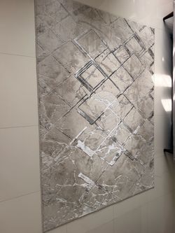 Abstract Area Rug Beige Gray Modern Design